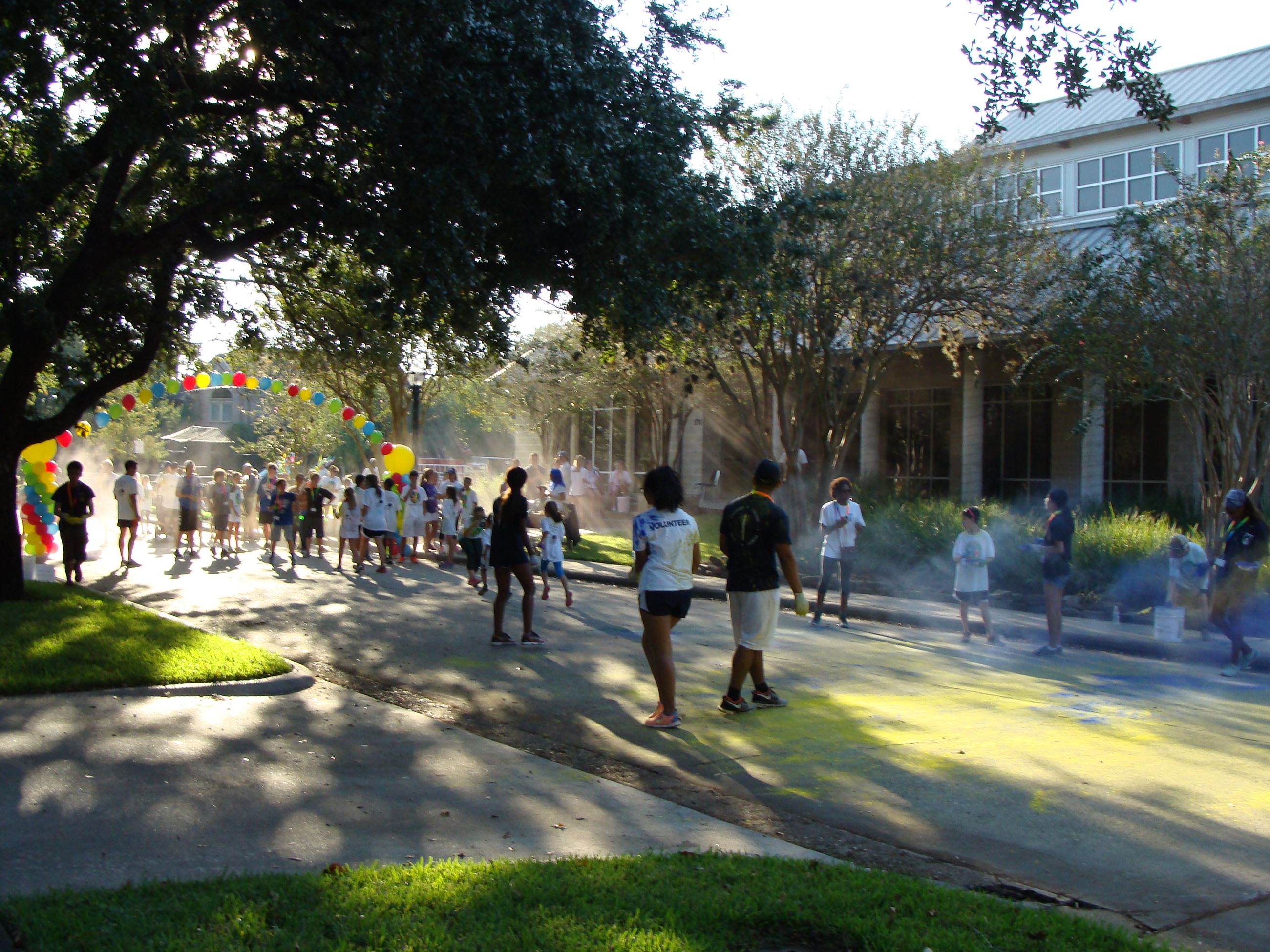 Group of runners approaching the finish line